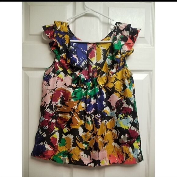 J CREW SILK Flutter Sleeve Floral Top - Picture 6 of 13